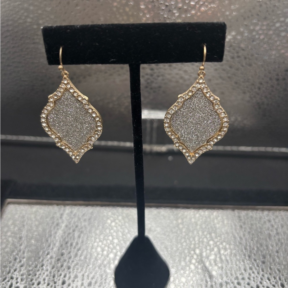 Elegant Gold and Silver Dangle Earrings Very Lightweight.